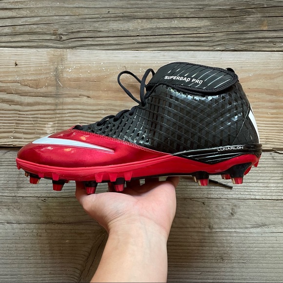 New Men Nike Lunar Superbad Pro TD Football Cleats Atlanta Falcons - Picture 2 of 8